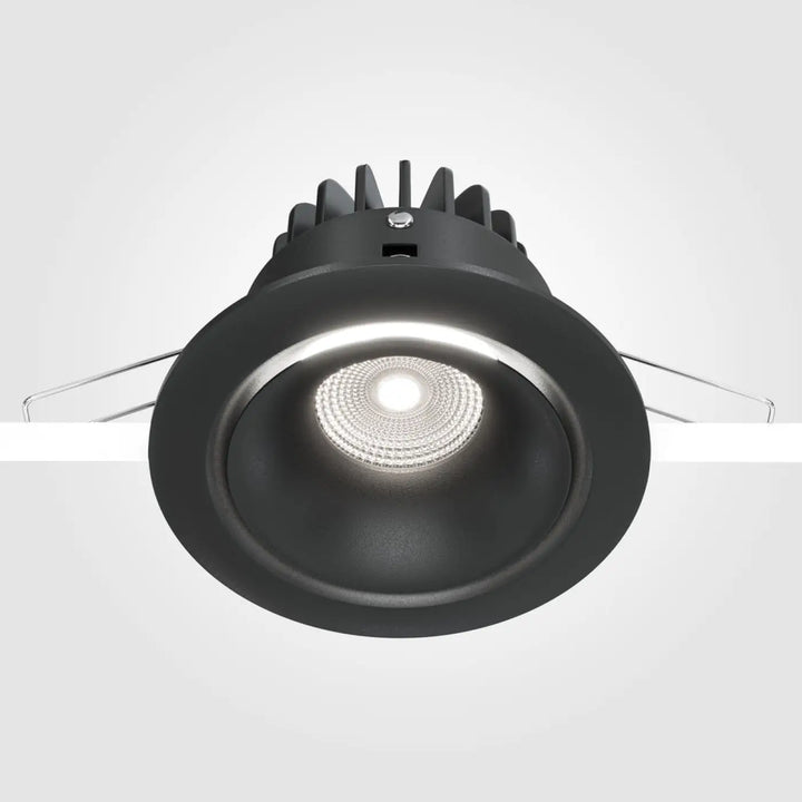 Spot yin spot encastré noir mat avec ampoule gu10 led blanche circulaire au centre