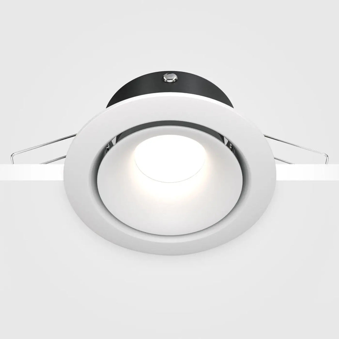 Spot yin spot encastré blanc avec contour noir circulaire et supports chromés pour ampoule gu10