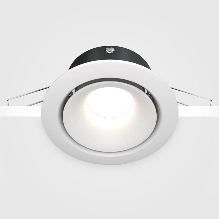 Spot yin spot encastré blanc avec contour noir circulaire et supports chromés pour ampoule gu10