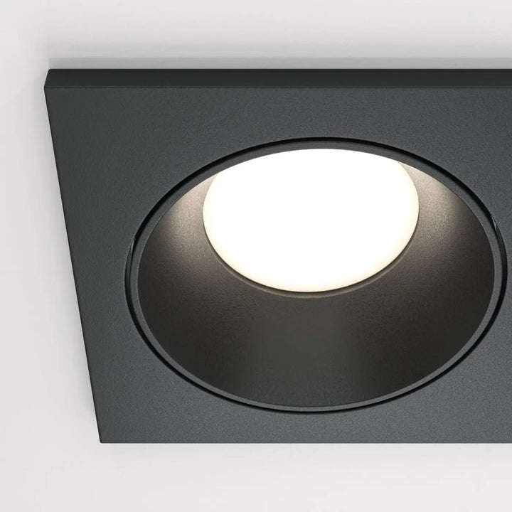 Spot zoom double noire encastrée avec ampoule led blanche circulaire et douce, lumière spot plafond moderne