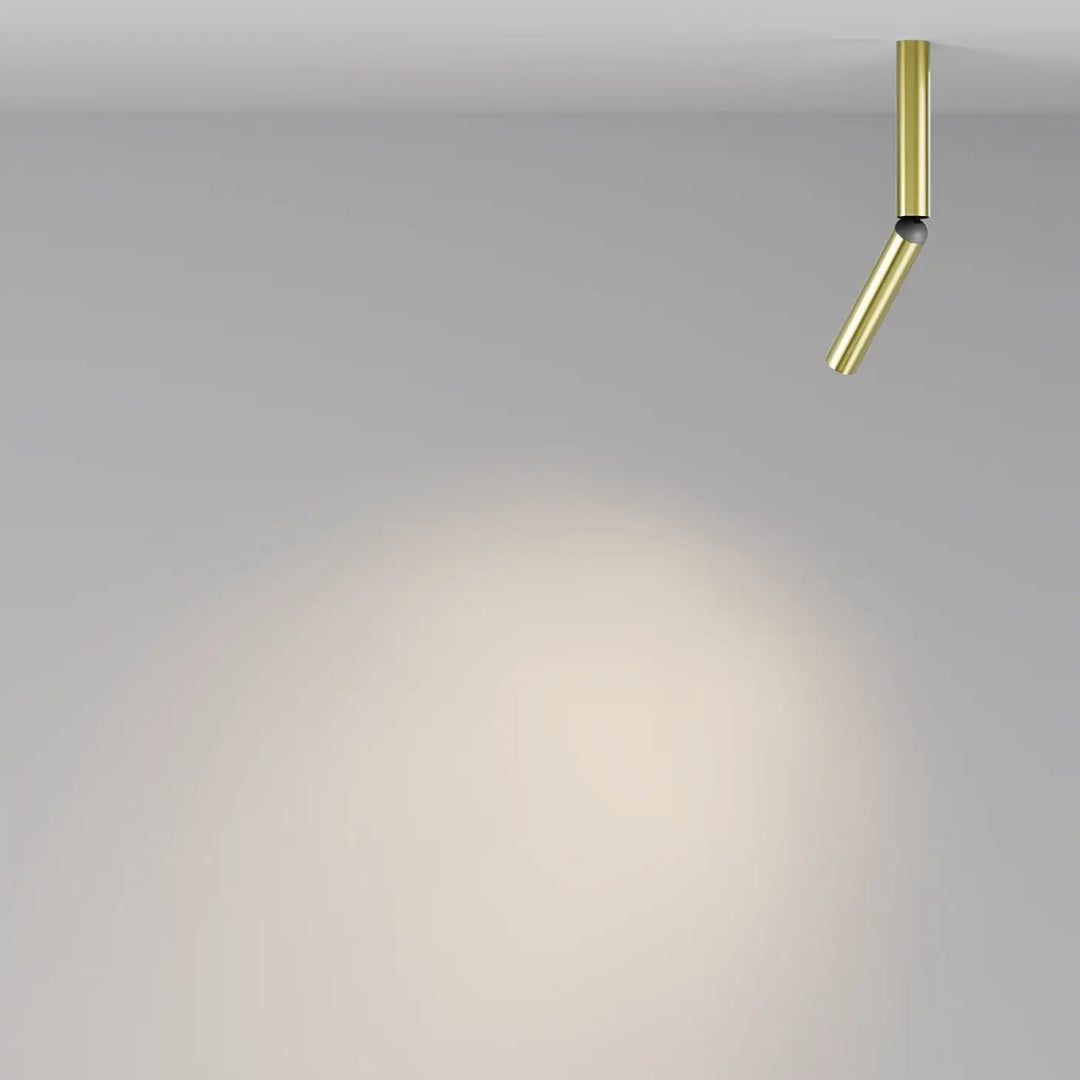 Spot focus plafond en or avec tube fin ajustable pour une tête directionnelle minimaliste design