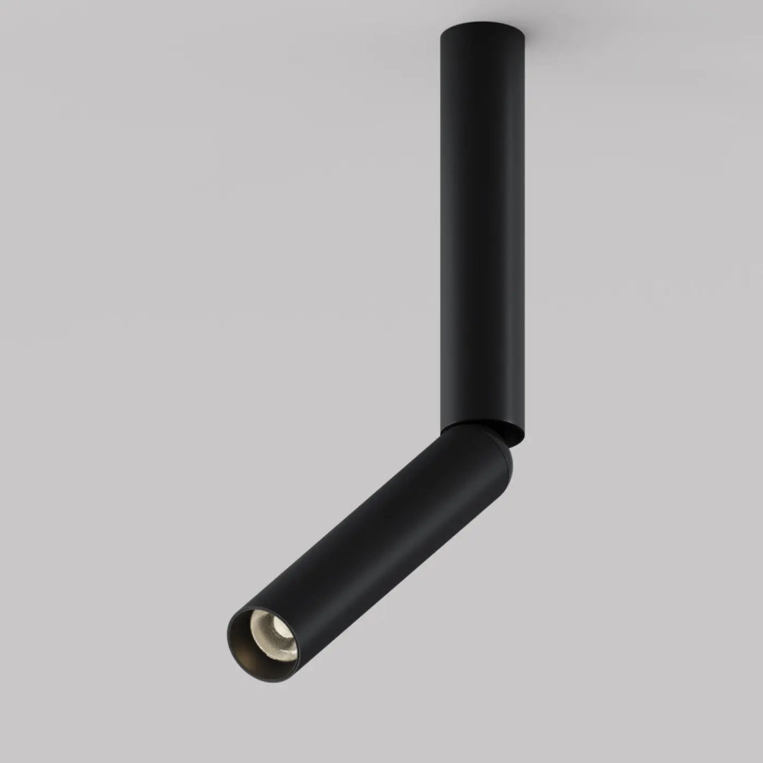 Spot focus tête directionnelle noir mat avec finition tube fin cylindrique ajustable pour éclairage ciblé