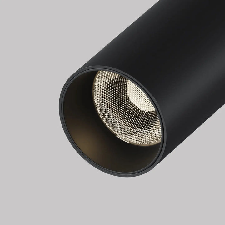 Spot focus tube fin avec finition matte noire et diffuseur perforé doré intégré pour tête directionnelle longue