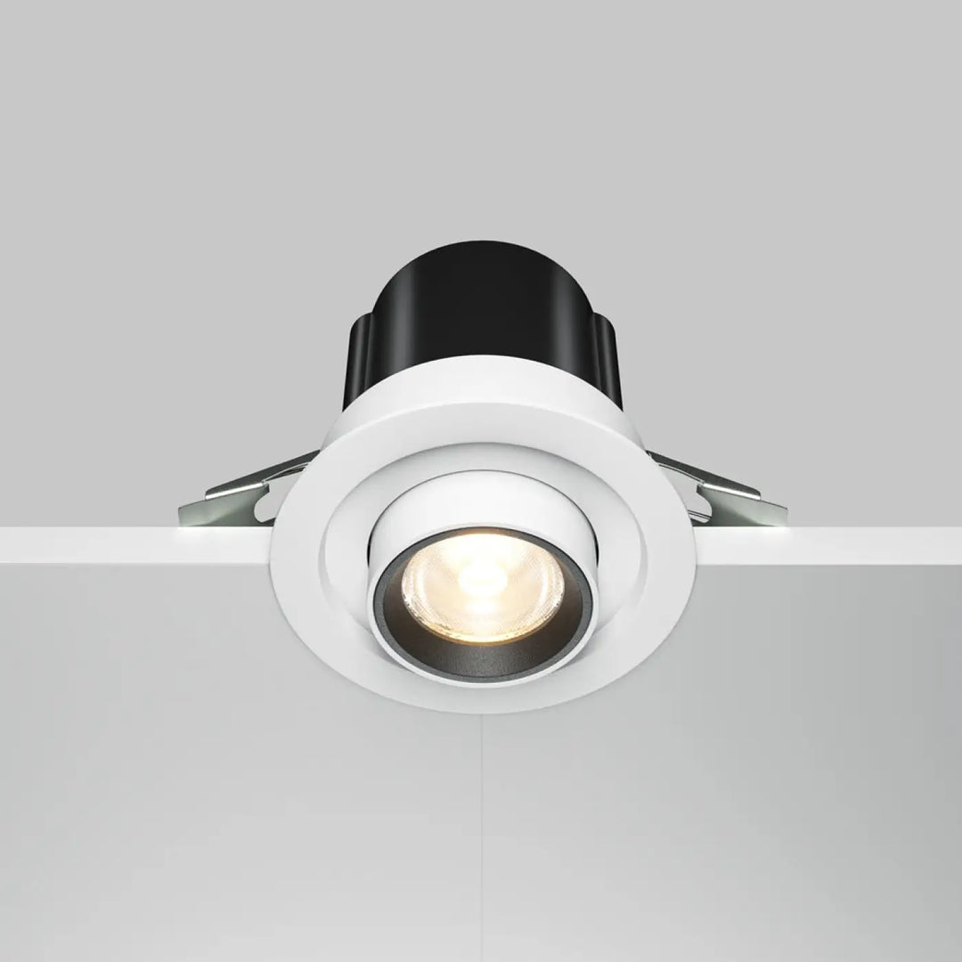 Spot hidden led rétractable en acier noir avec lumière chaude encastrée blanche et noire
