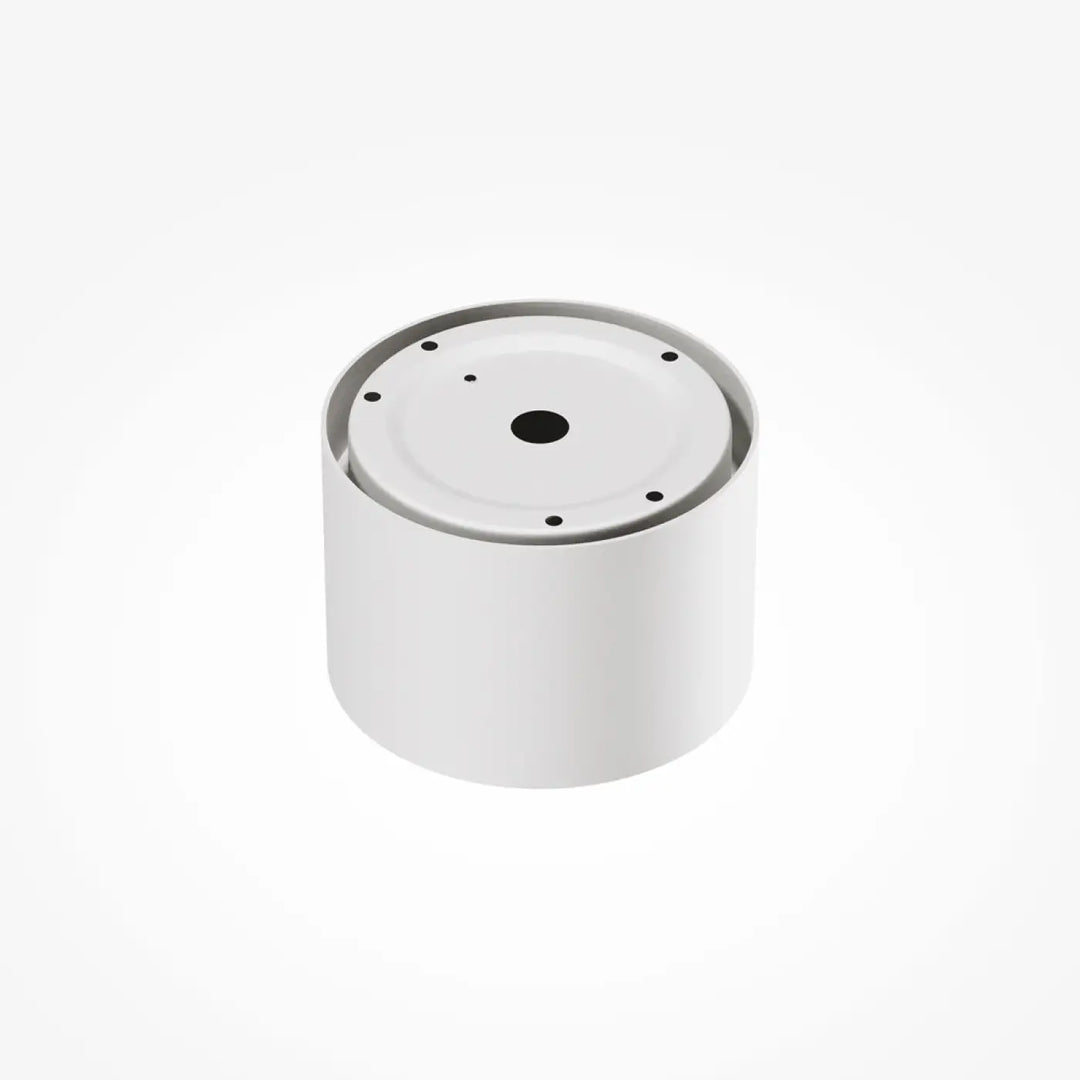 Spot vega blanc cylindre en saillie avec led intégrée et trous de fixation noirs en matériau mat