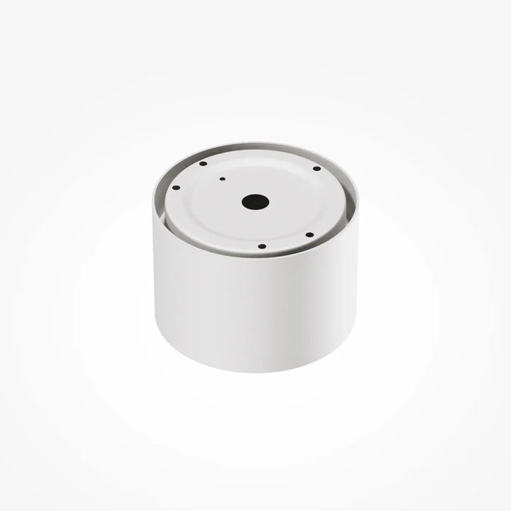 Spot vega blanc cylindre en saillie avec led intégrée et trous de fixation noirs en matériau mat