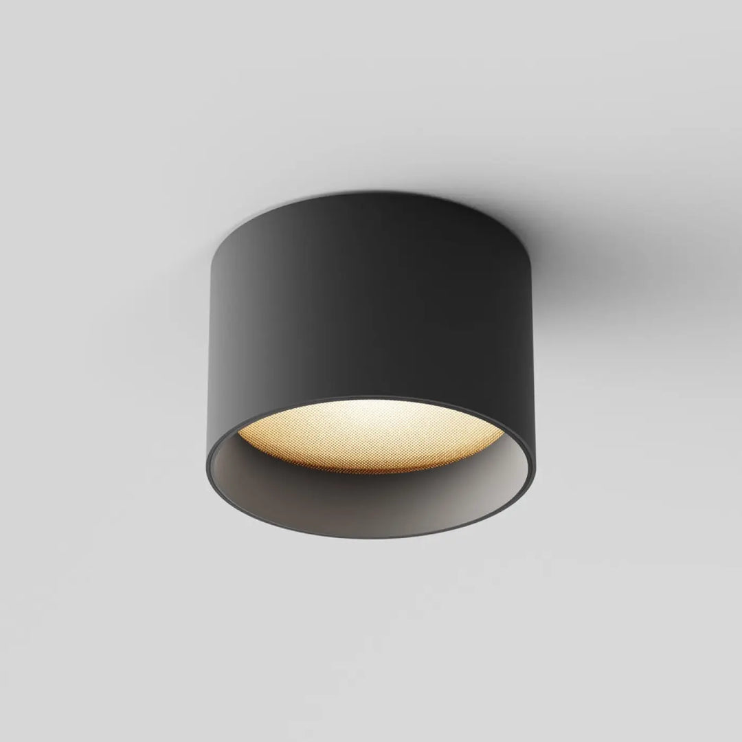 Spot vega led intégrée spot led cylindrique noir encastré avec intérieur doré texturé pour éclairage intérieur