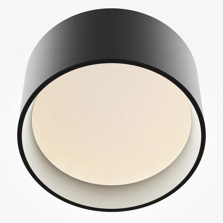 Spot vega spot led cylindrique noir mat avec diffuseur circulaire texturé off white led intégrée pour plafond