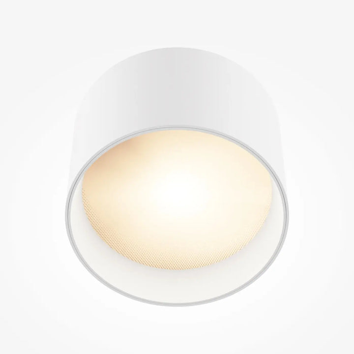 Spot vega blanc led intégrée cylindrique encastré avec lumière chaude diffuse et surface intérieure texturée