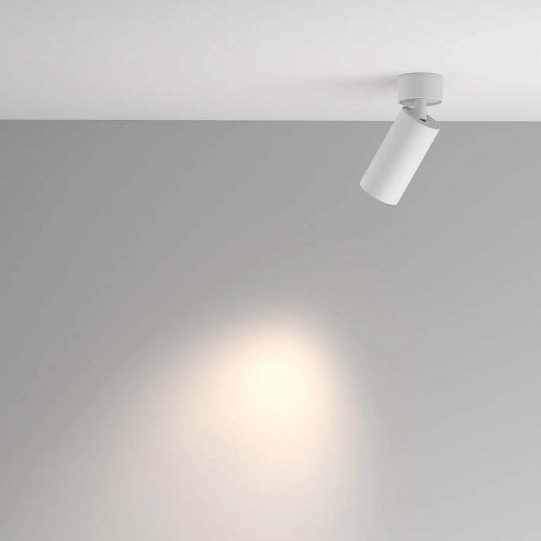 Spot orientable blanc cylindrique en aluminium texturé avec tête orientable design moderne pour plafond