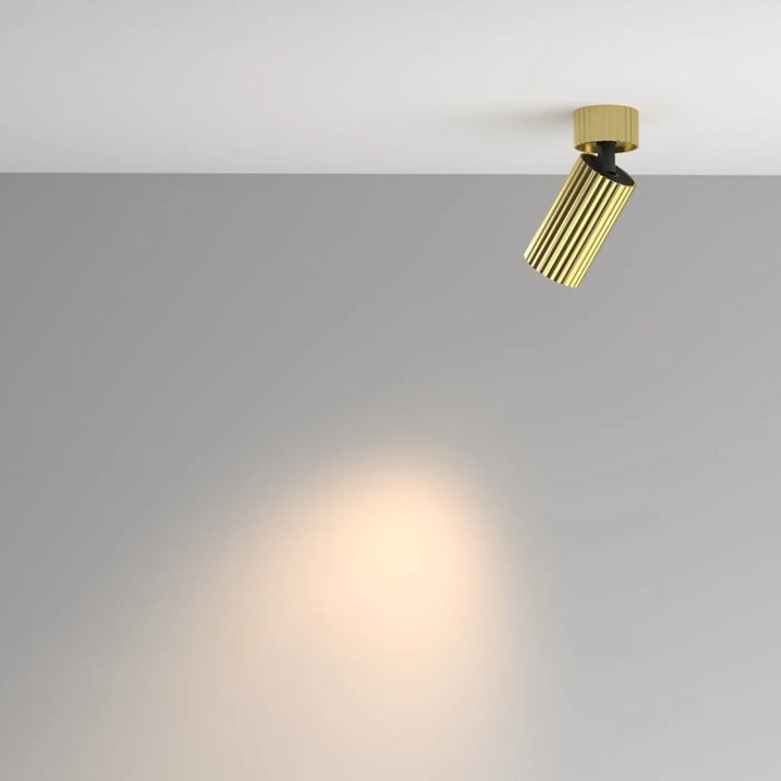 Spot orientable calipso finition or doré avec cylindre cannelé au design élégant pour éclairage ciblé