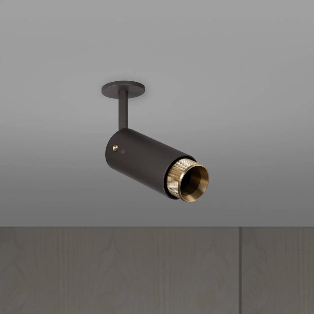 Spot orientable Exhaust à gravure quadrillée Graphite finition laiton, vue 2 #couleur_dor