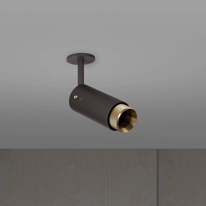 Spot orientable Exhaust à gravure quadrillée Graphite finition laiton, vue 2 #couleur_dor