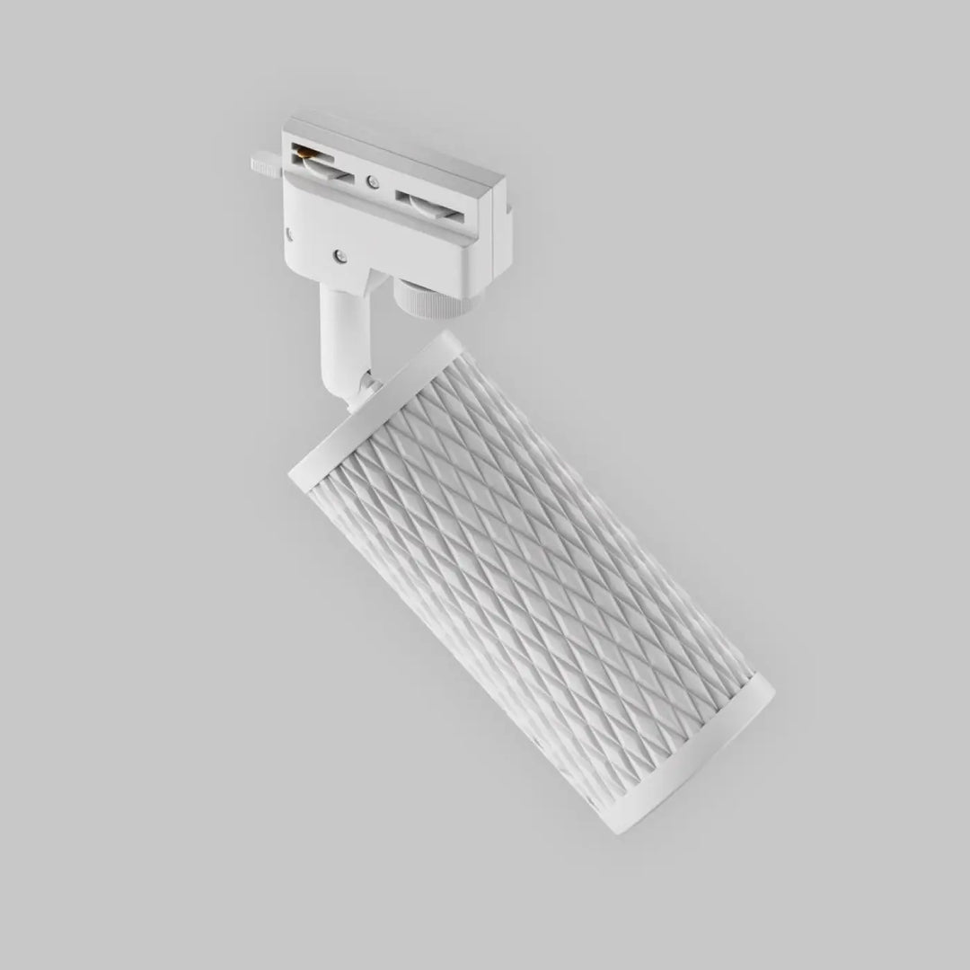 Spot orientable blanc focus design avec diffuseur motif diamant et support de montage réglable tête texturée