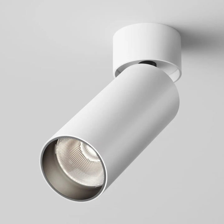 Éclairage d’accent avec spot focus led orientable en tête cylindrique blanc version dimmable avec ampoule led métallique