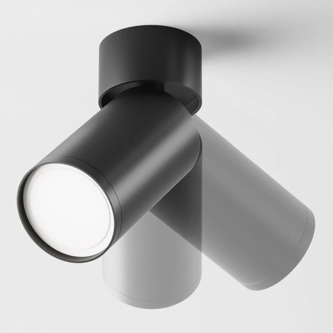 Spot focus orientable noir mat avec finition cylindre ajustable pour éclairage directionnel au plafond