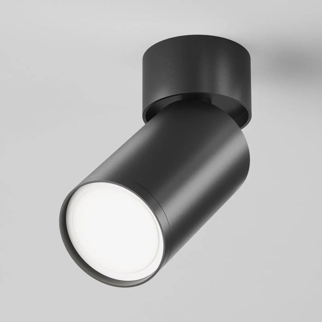 Spot focus orientable cylindrique finition mate noire design moderne pour éclairage directionnel intérieur