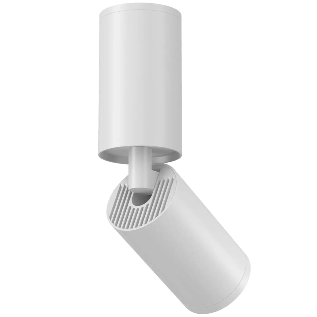 Spot orientable blanc avec tête cylindrique et tige fine design minimaliste et tête ajustable pour éclairage ciblé