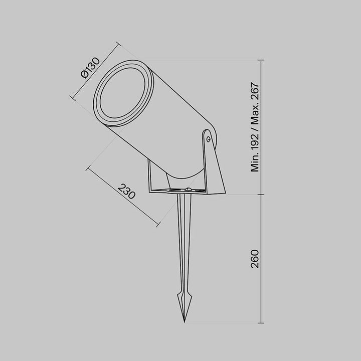 Spot piquet extérieur cylindrique avec finition métallique élégante et tête orientable, luminaire extérieur bern piquet
