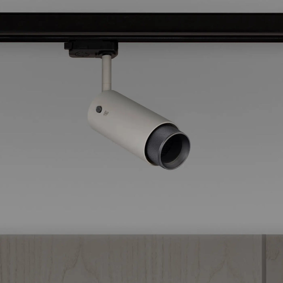 Spot sur rail Exhaust à gravure quadrillée Pierre, finition bronze fumé, vue 2 #couleur_gris