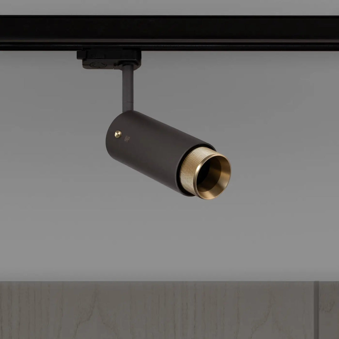 Spot sur rail Exhaust à gravure quadrillée Graphite, finition laiton, autre vue #couleur_dor