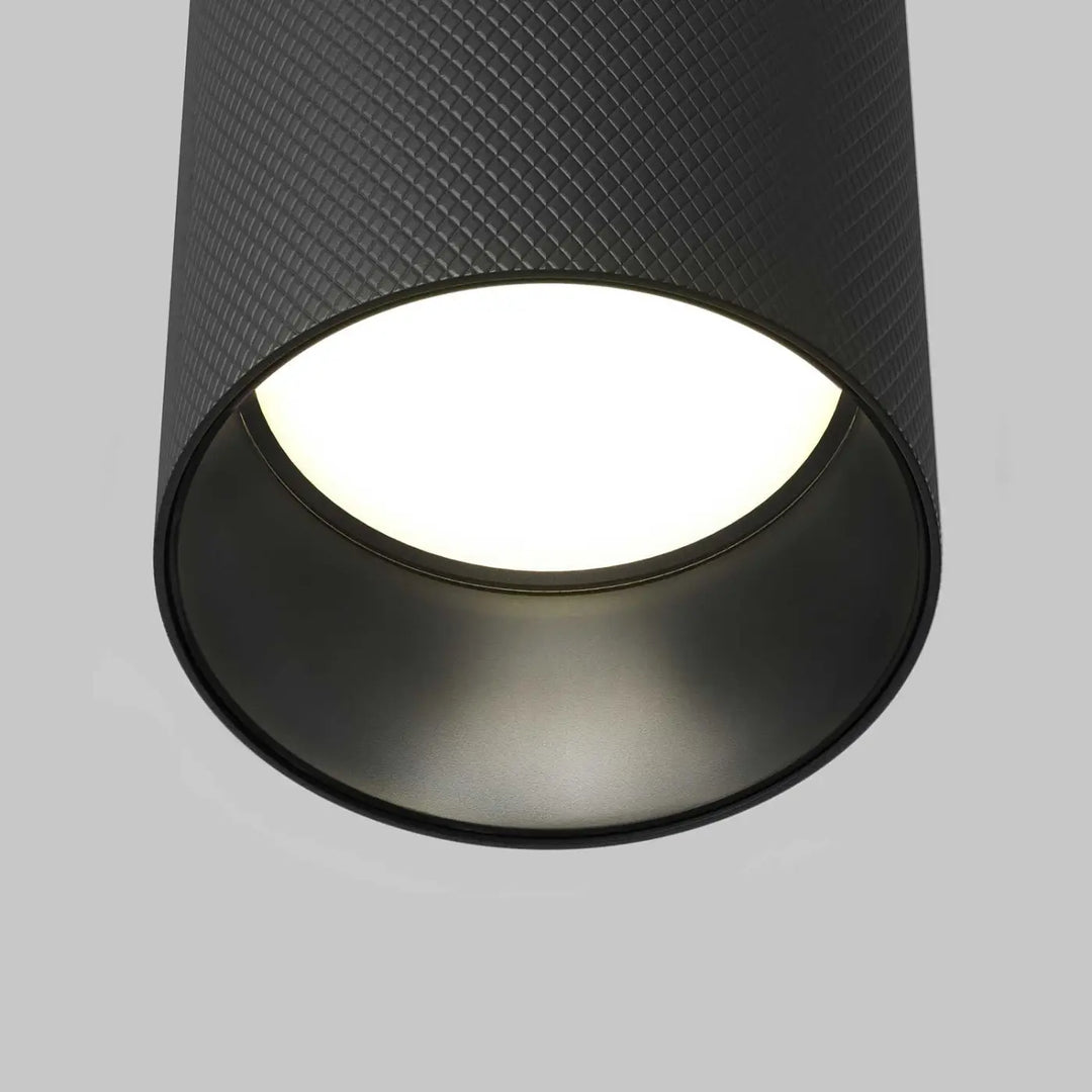 Spot artisan saillie aluminium texturé noir cylindre avec culot gu10 pour éclairage faux plafond