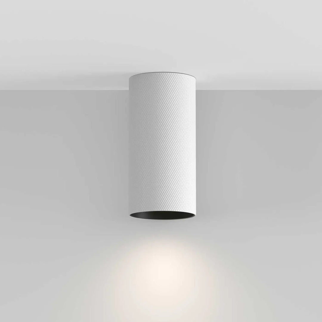 Spot artisan luminaire plafond blanc cylindre aluminium texturé culot gu10 intérieur noir pour faux plafond