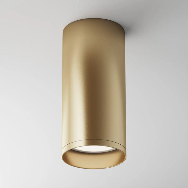 Spot focus cylindre plafond élégant finition or brossé avec ampoule gu10 en trois finitions modernes minimalistes