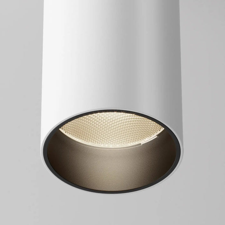 Spot focus led cylindre blanc avec panneau led intégrée or texturé et bordure noire version dimmable