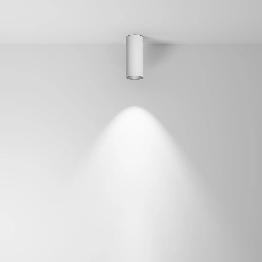 Spot focus led cylindre minimaliste blanc avec led intégrée et version dimmable pour éclairage moderne au plafond