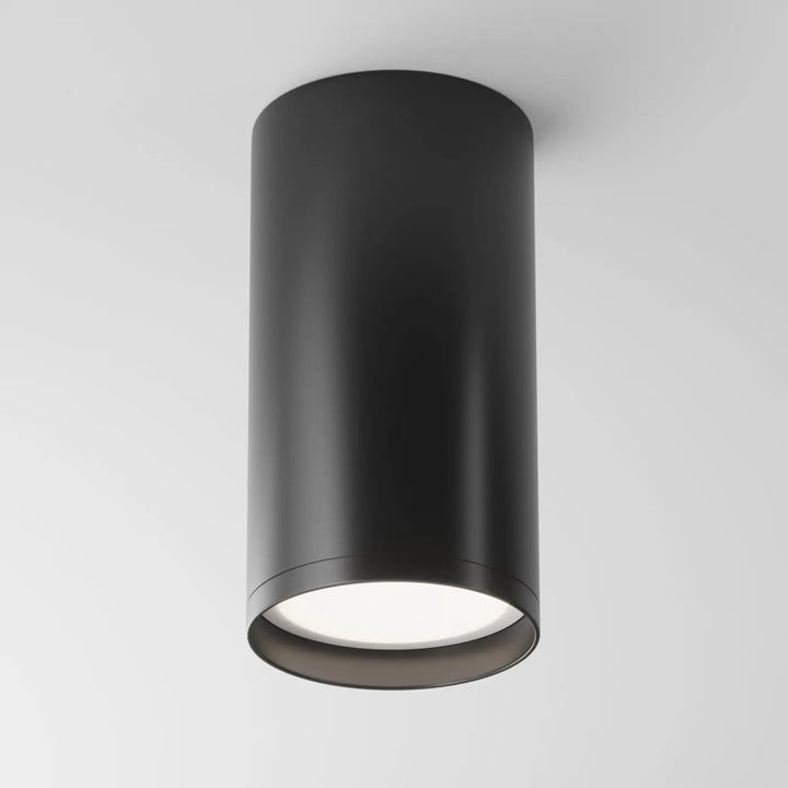 Spot focus s compact petit cylindre noir mat avec lumière dirigée led circulaire pour plafond