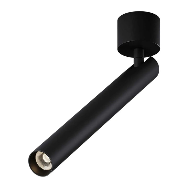 Spot focus t led tube ultra-fin en finition matte noire avec base ronde ajustable et design cylindrique élégant