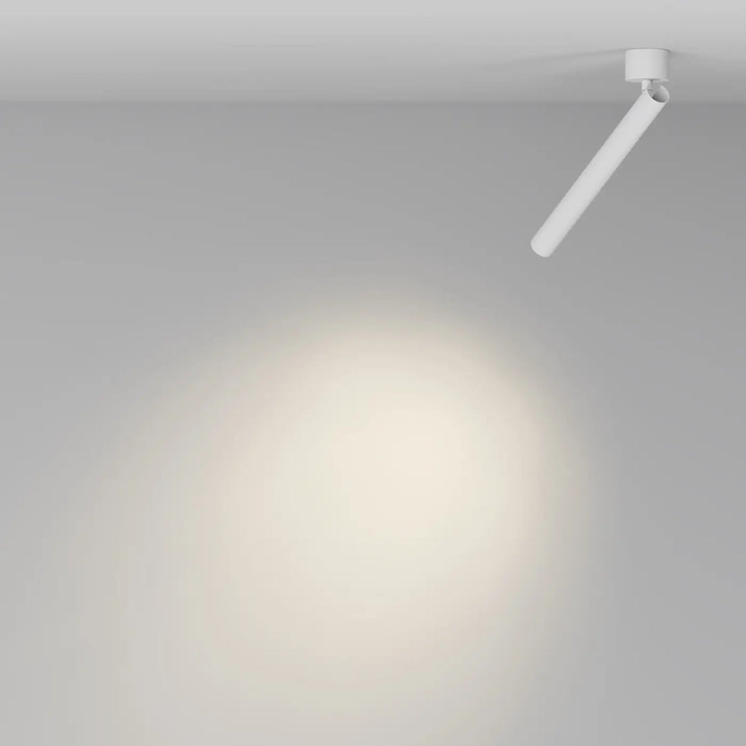 Spot focus t led tube ultra-fin blanc cylindrique avec base ronde au design minimaliste et élégant