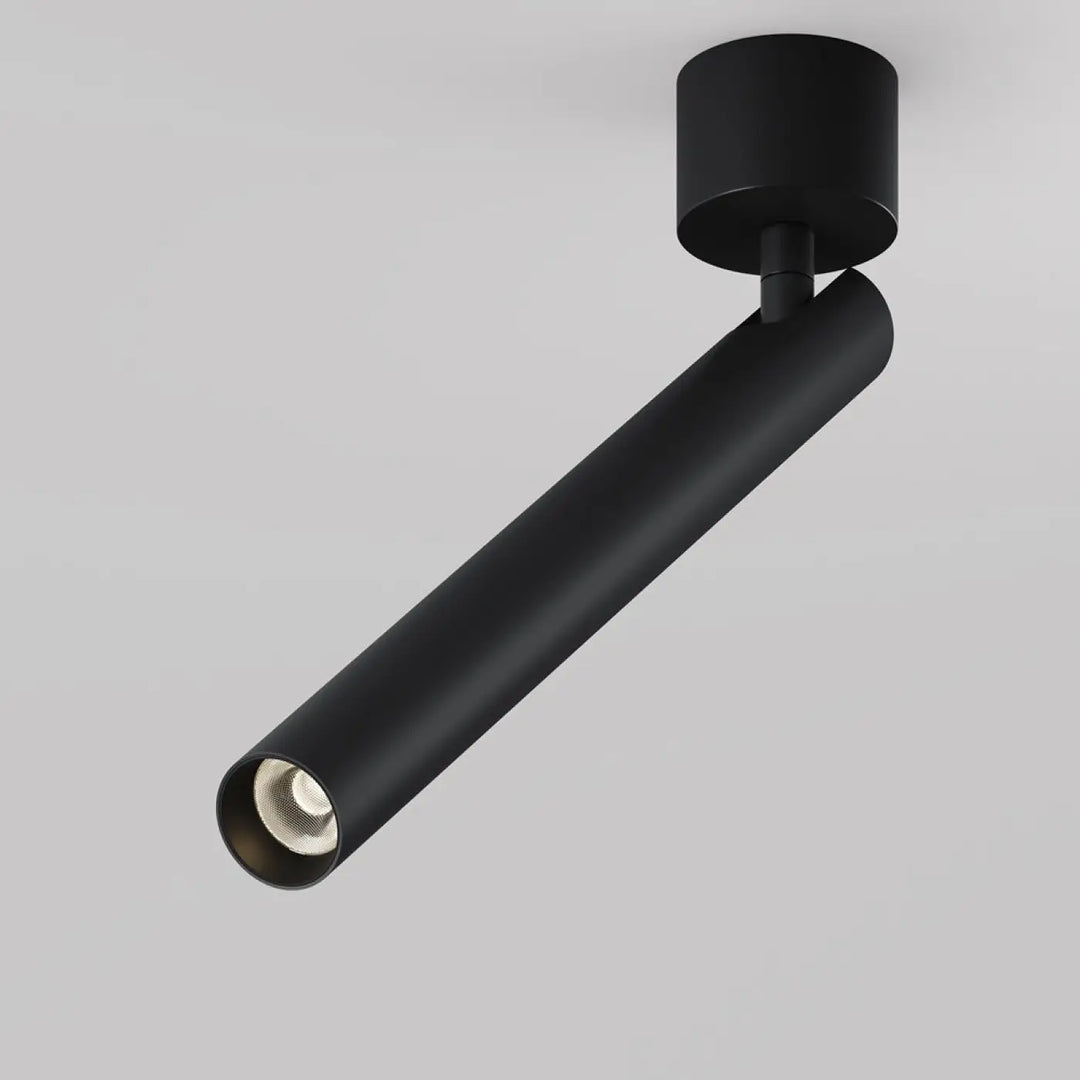 Spot | focus t led tube ultra-fin noir mat avec base ronde ajustable à spot cylindrique pour éclairage ciblé