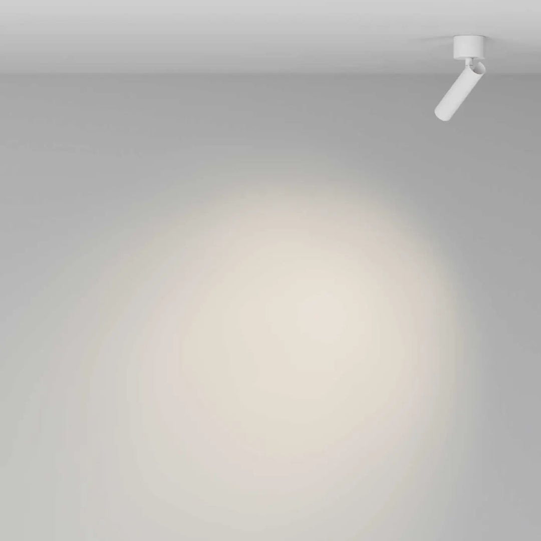 Spot focus t led ultra-fin en tube blanc avec base ronde minimaliste et design cylindrique élégant