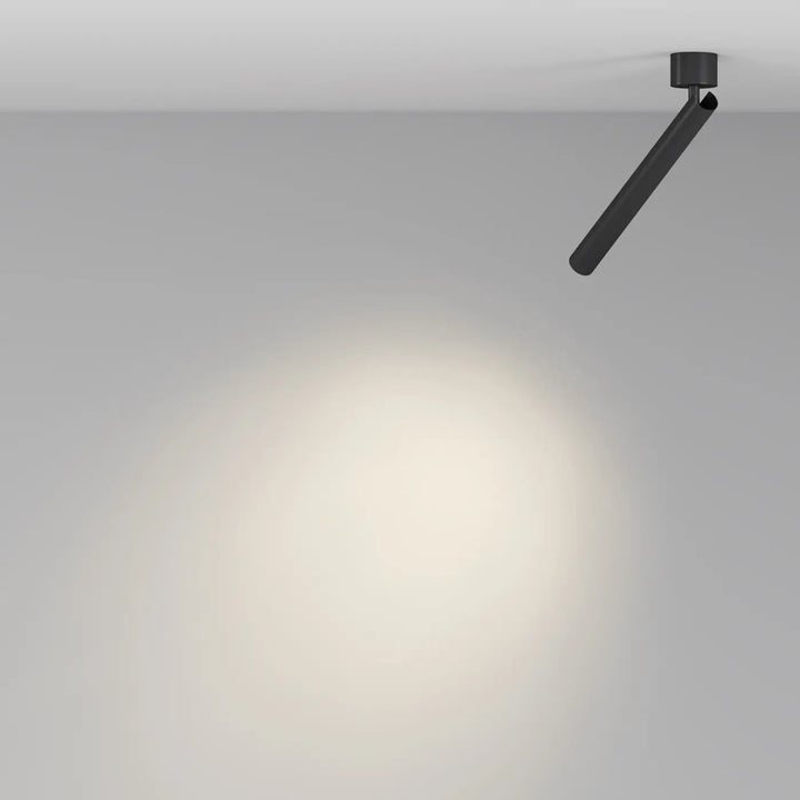 Spot | focus t ultra-fin led spotlight tube ultra-fin noir mat avec base ronde ajustable au plafond