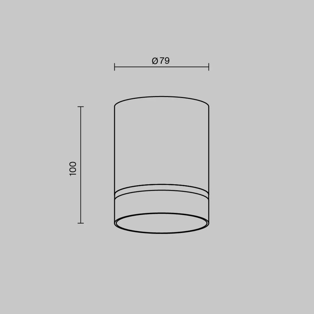 Spot orlo cylindre compact en acier noir avec abat-jour cylindrique minimaliste de 79 mm diamètre et 100 mm hauteur