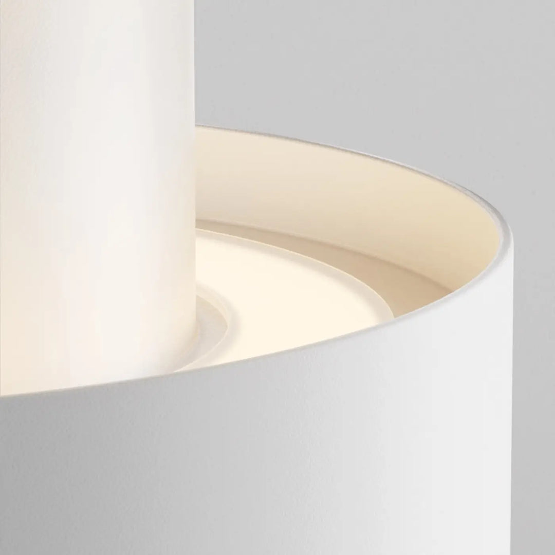 Spot saillie planet led large cylindre lampe suspension blanche cylindrique acier noir finition mate diffuser doux