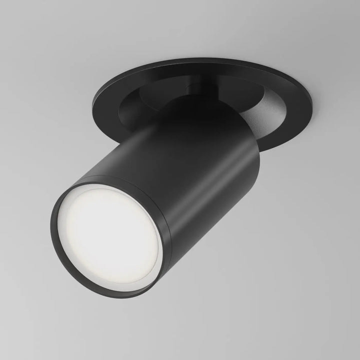 Spot semi-encastré focus tête orientable noir mat avec diffuseur blanc givré pour ampoule gu10