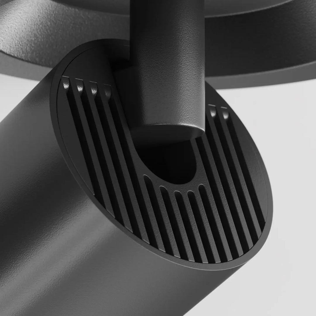 Spot semi-encastré focus s tête orientable noire mat avec grille circulaire et ampoule gu10 pour éclairage ciblé