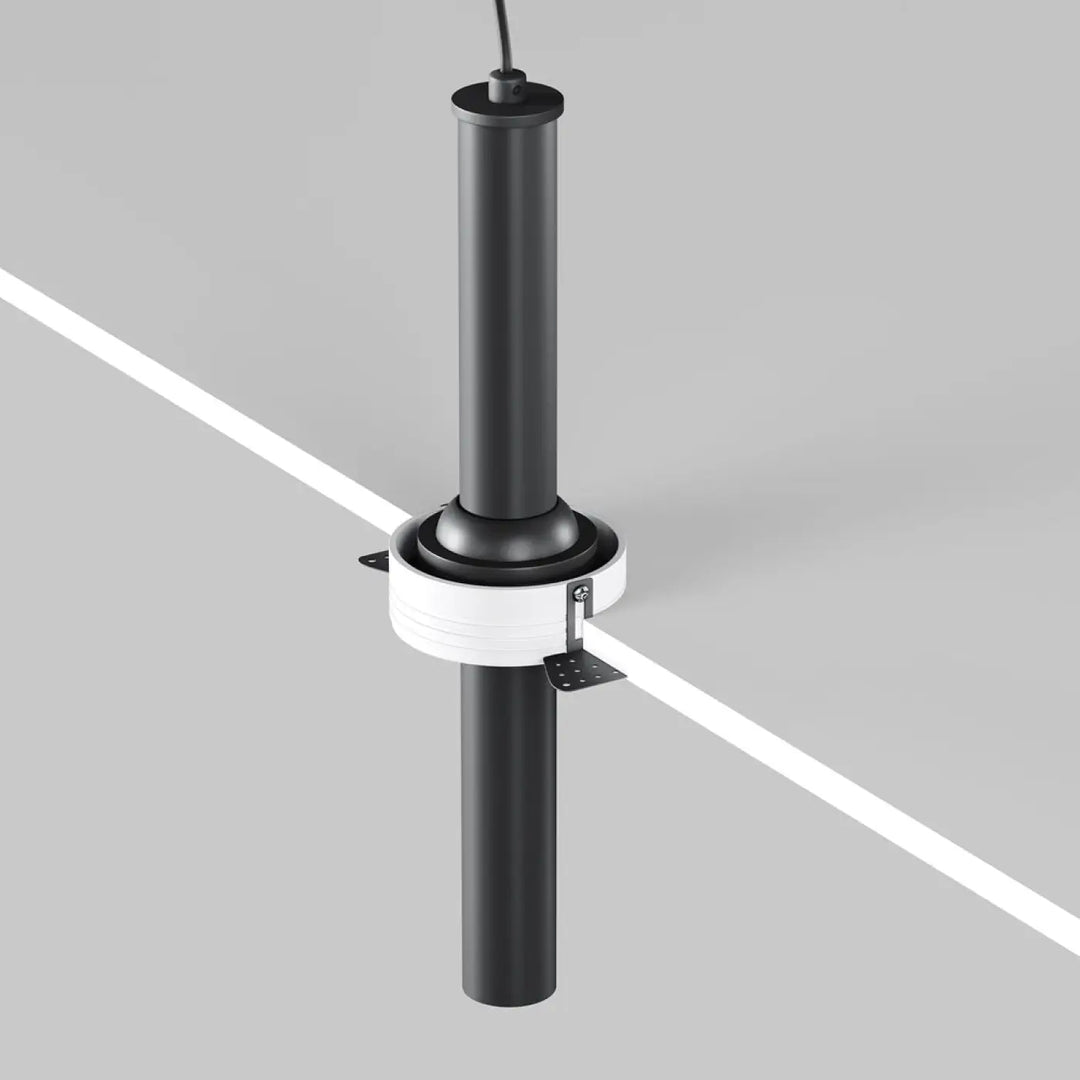 Spot focus t tube fin orientable noir avec anneau blanc et deux bandes led blanches intersectées au plafond