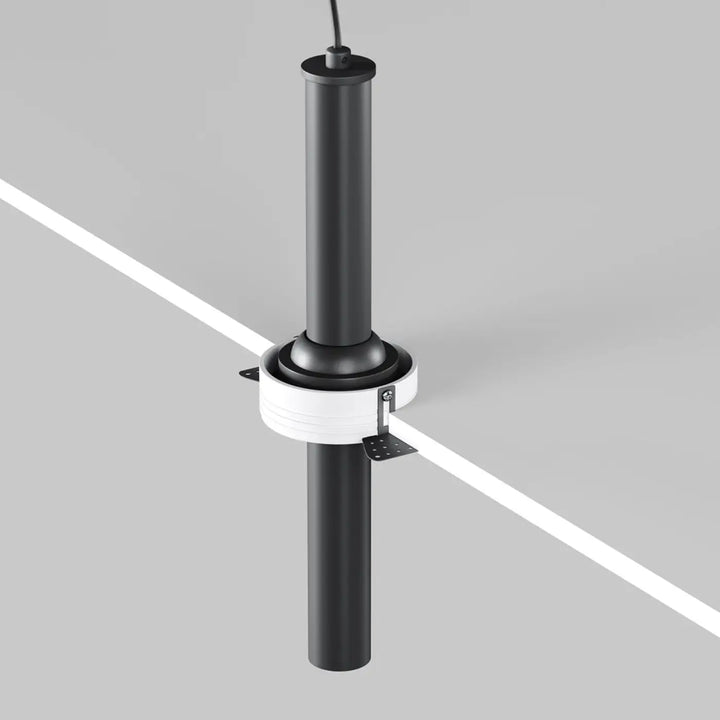 Spot focus t tube fin orientable noir avec anneau blanc et deux bandes led blanches intersectées au plafond
