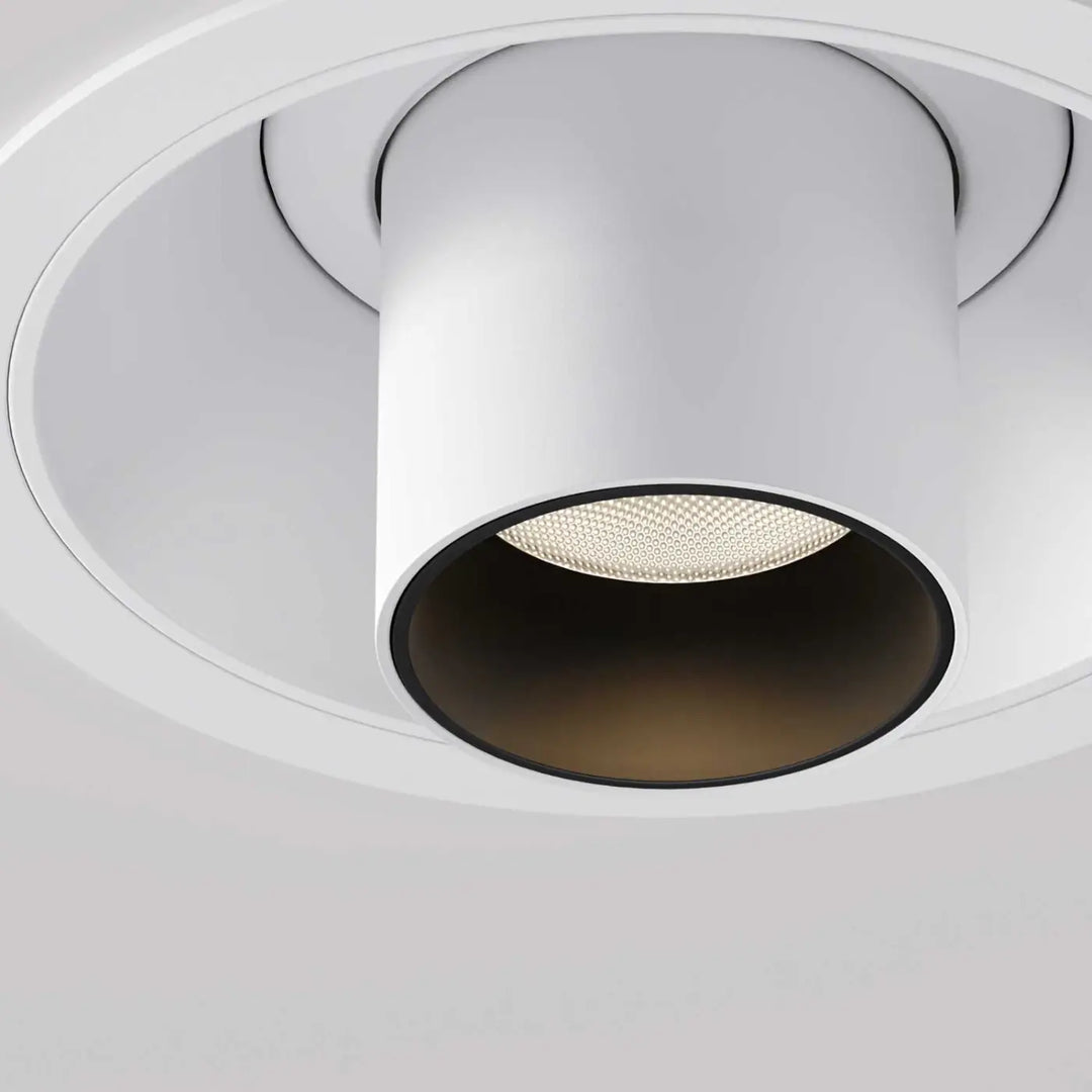 Spot focus t tube semi-encastré blanc avec lumière led cylindre avec fin orientable noir intérieur tube fin orientable