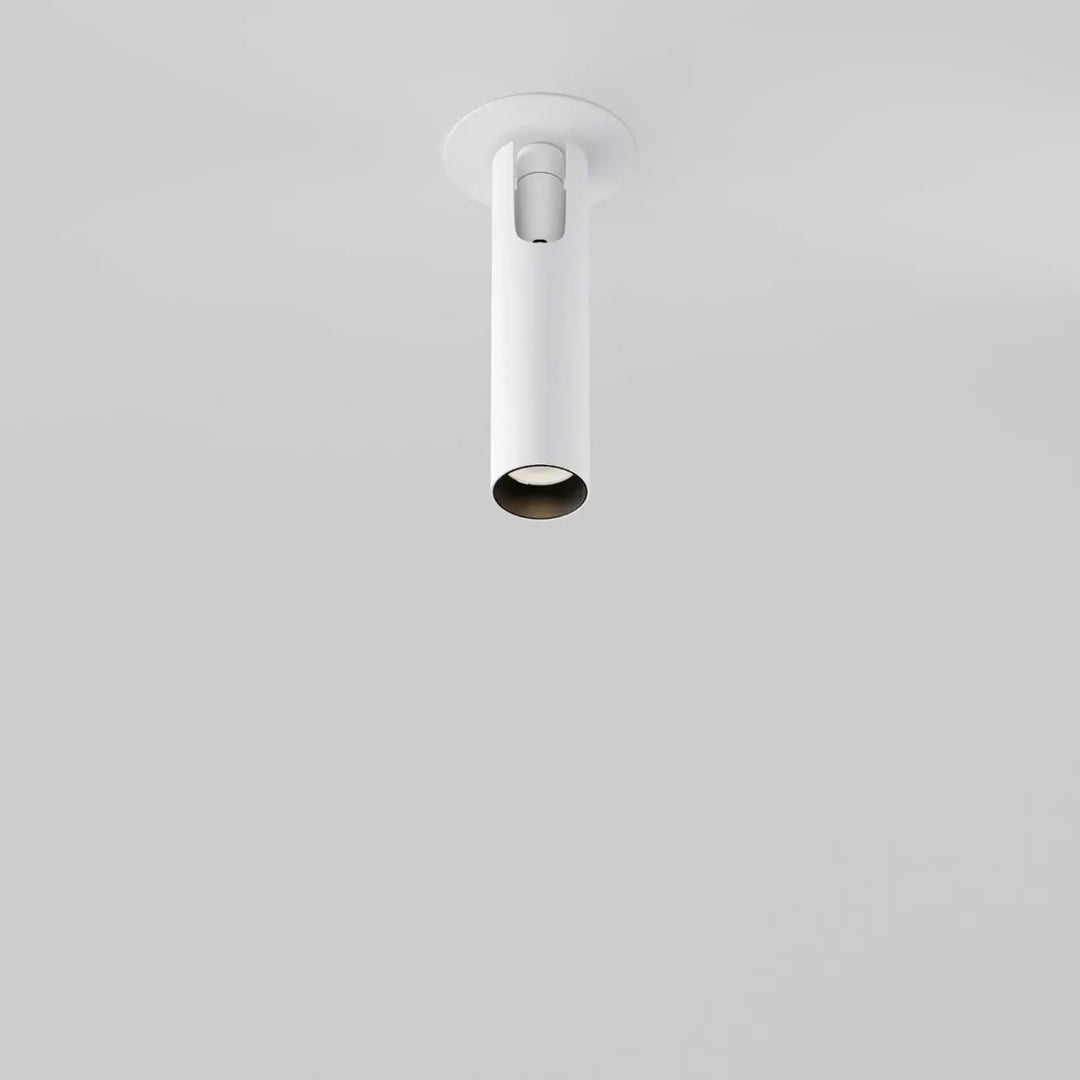 Spot semi-encastré focus blanc cylindre avec finition mate et réflecteur noir tube ultra-fin led intégrée