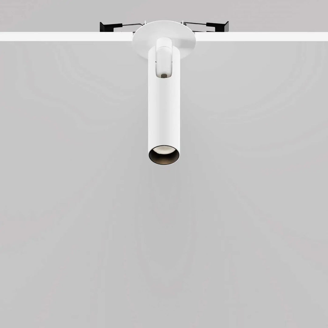 Spot semi-encastré focus tube ultra-fin en blanc avec led intégrée et intérieur noir au design moderne