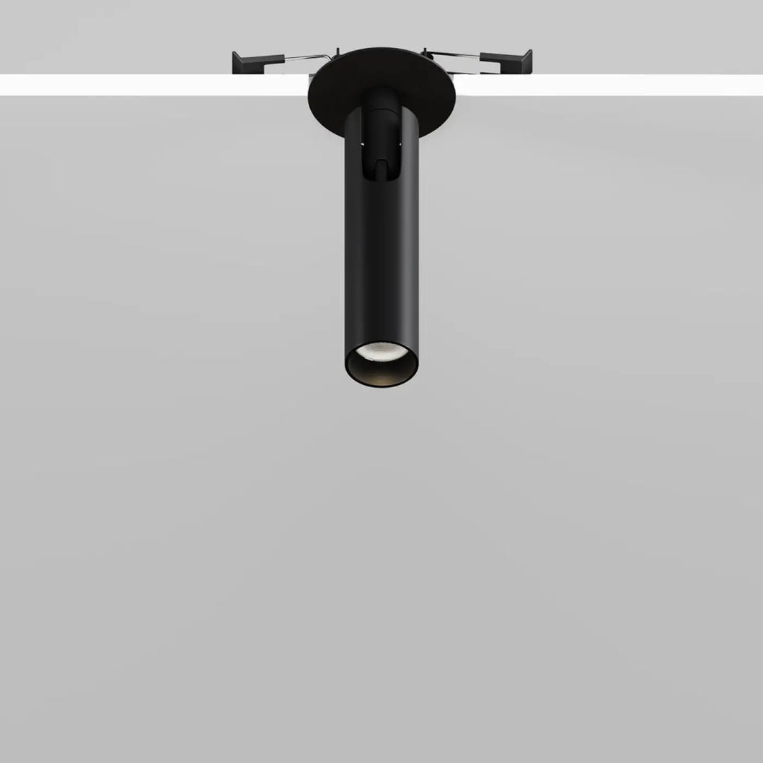 Spot semi-encastré focus tube ultra-fin noir avec finition mate et support réglable led intégrée