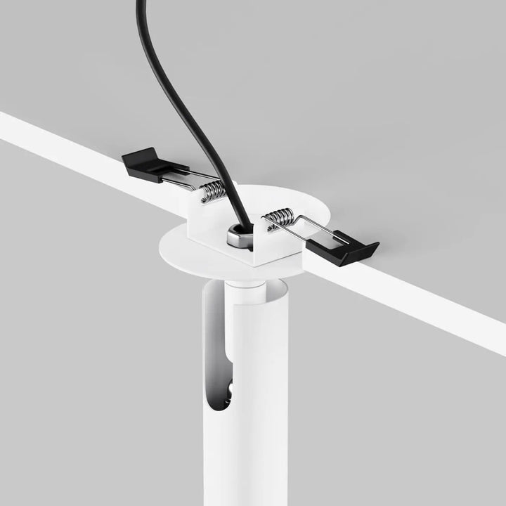 Spot semi-encastré focus tube ultra-fin blanc avec led intégrée et clips noirs pour câble suspendu