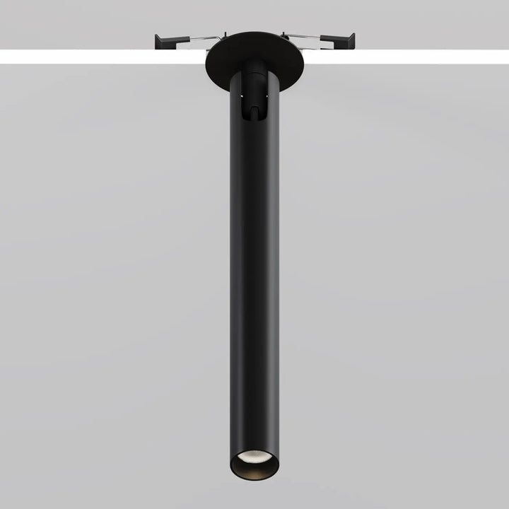 Spot semi-encastré focus led intégrée tube ultra-fin noir cylindre au design moderne pour plafond
