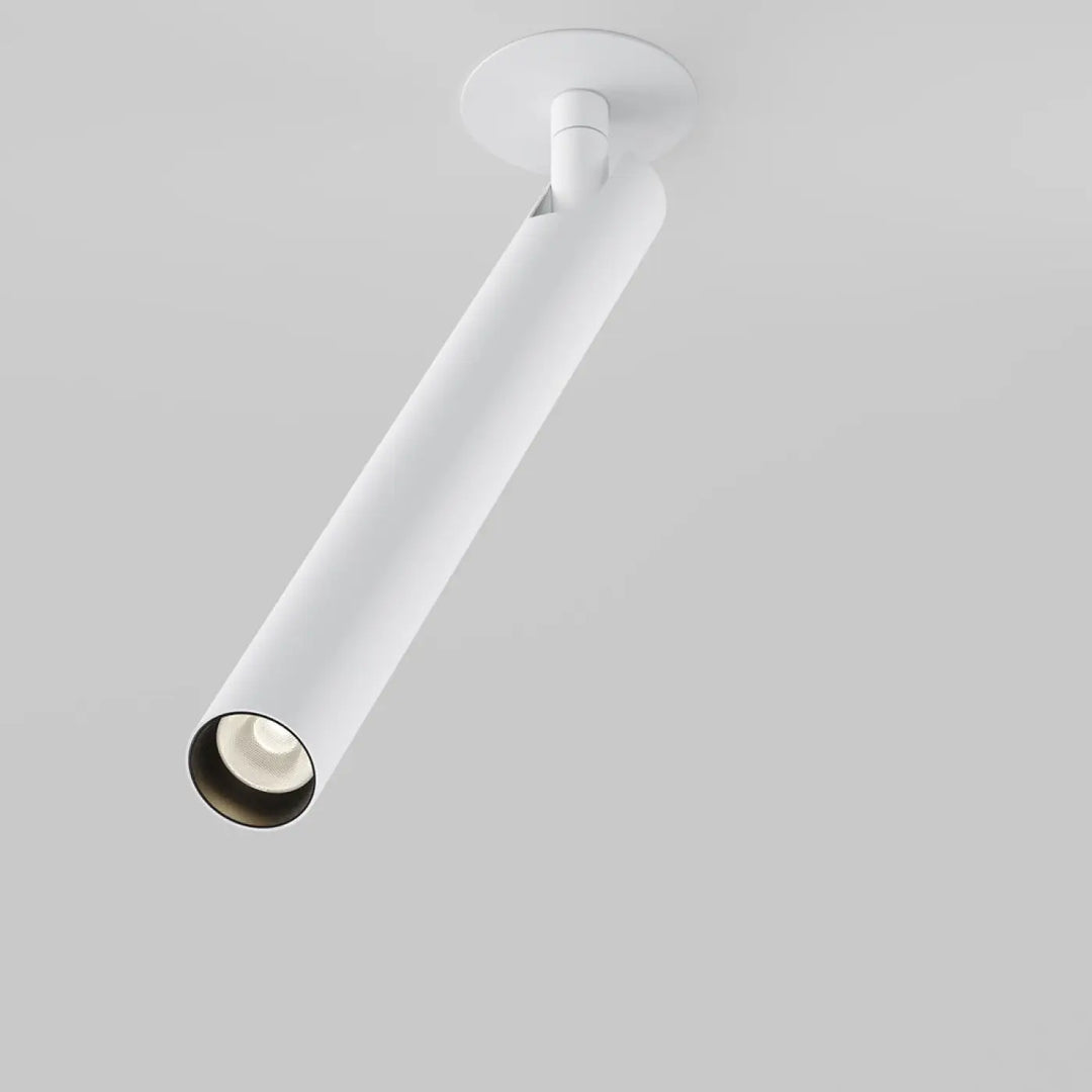 Spot semi-encastré focus blanc cylindre ultra-fin avec led intégrée finition mate minimaliste