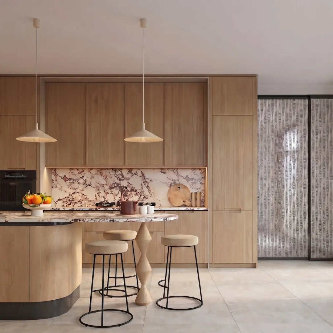 Suspension Luminaire beige dans un intérieur contemporain